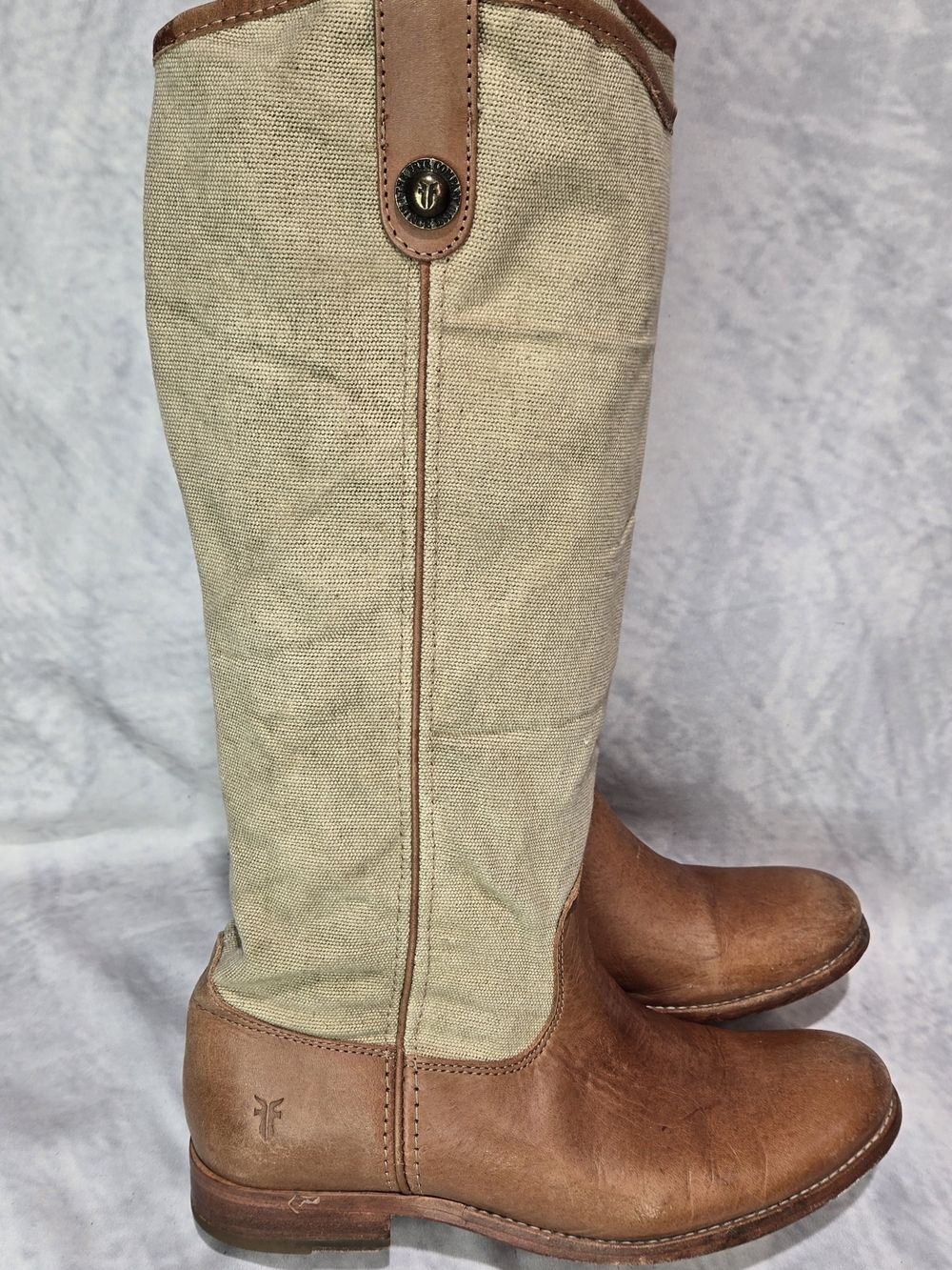Frye Melissa Button Canvas and Leather Riding Boots